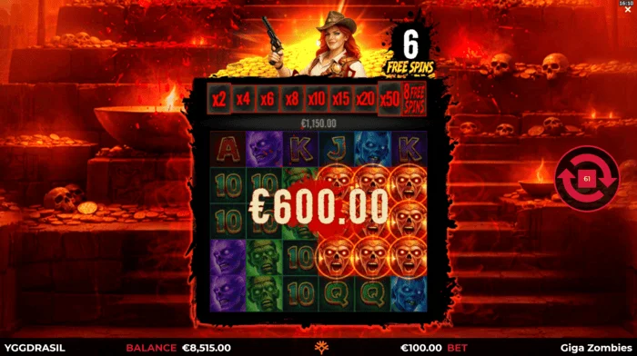 Giga Zombies - winst tijdens gratis spins