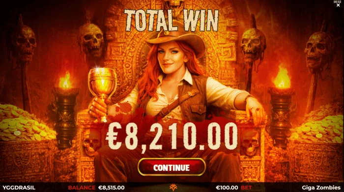 Giga Zombies - totale winst van de sessie